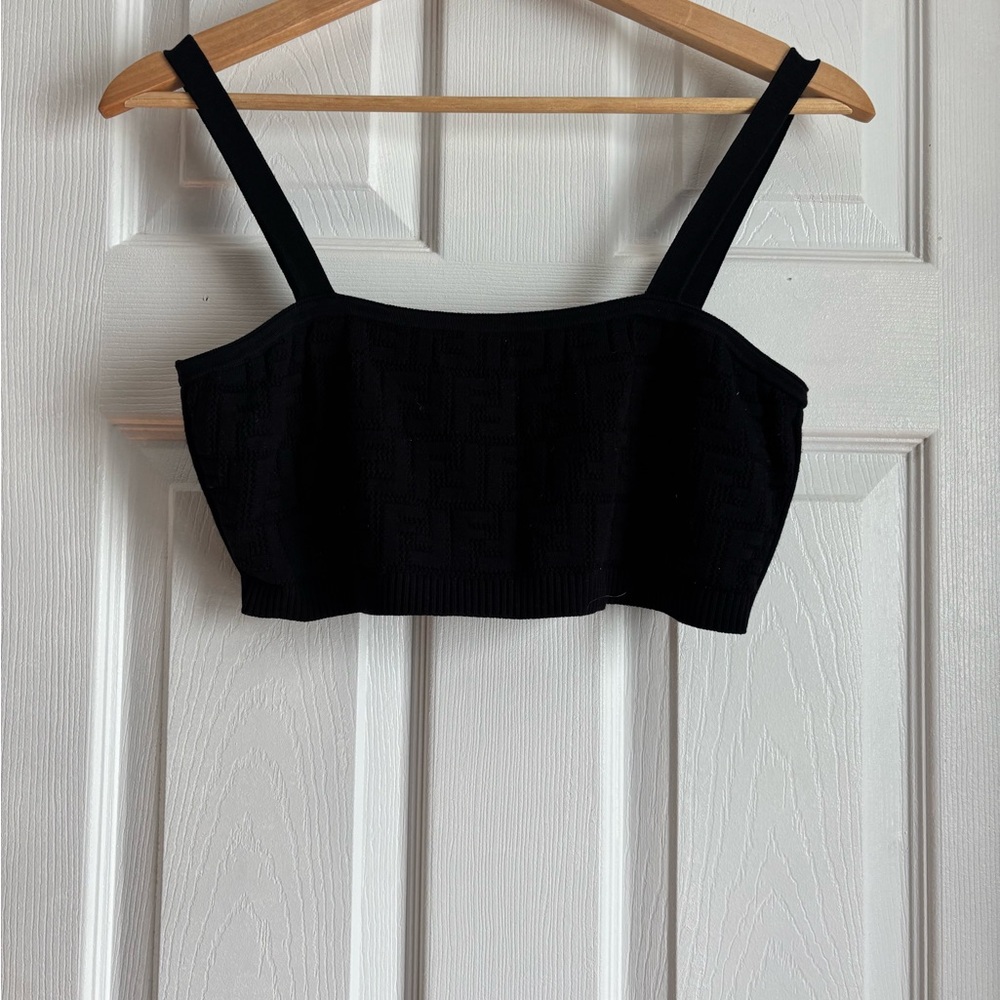 Fendi Black FF Logo Knit Tank Top